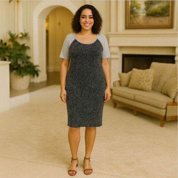 LuLaRoe LIMITED RUN Hybrid Randy Dress Jersey Knit Midi Dress Size 2xl - Picture 1 of 6